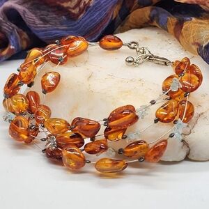 925 Sterling Silver Bracelet Natural Baltic Amber Honey Cognac Amber jewelry